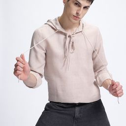 glitchez Signature Stitch Lace -Ups Hooded Shirt-image-77