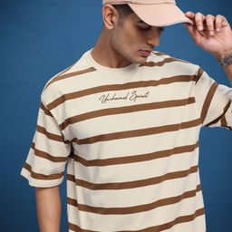 The Roadster Life Co. Relaxed Fit Striped Printed T-shirt-image-62