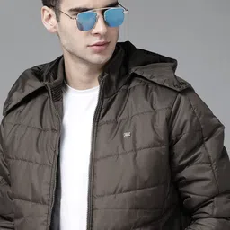 Roadster Men Olive Green Detachable Hood Puffer Jacket-picture-12