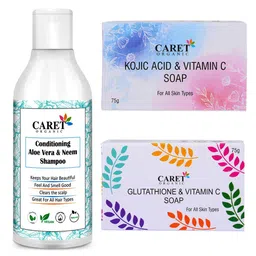 CARET ORGANIC Aloe vera Shampoo, Vitamin C & Glutathione Soap Combo-image-12