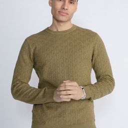 Petrol Geometric Self Design Pure Cotton Pullover-picture-9
