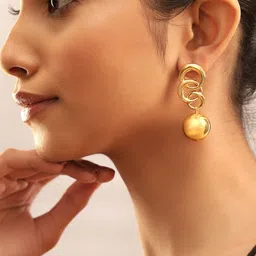 Rubans 18K Gold Plated Statement Chain Link Drop Earrings-41