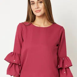 Miss Chase Women Magenta Embellished Top-image-33