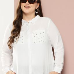 SztoriPlus Size Studded Satin-Finish Party Shirt-54