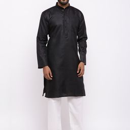 Nation Polo Club Men Black & White Solid Kurta with Pyjamas-picture-10