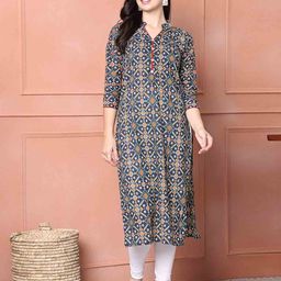 KALINI Women Printed Pure Cotton Straight Kurtas-image-66