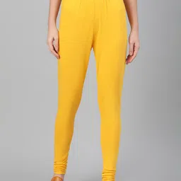 Biba Women Mustard Yellow Solid Churidar-Length Leggings-image-89