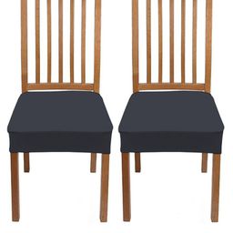 Lazi 2 Pieces Grey Stretchable Dining Chair Seat Covers-image-17