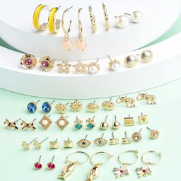 Zaveri Pearls Woman Set of 25 Multicoloured Contemporary Studs Earrings-15