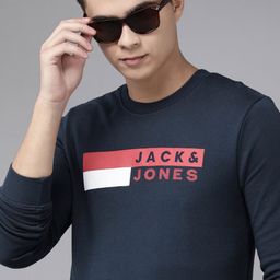 Jack & Jones Men Navy Blue Brand Logo Printed Sweatshirt-picture-32