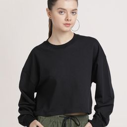 Bene Kleed Cropped Oversized Cotton Pullover Sweatshirt-image-60