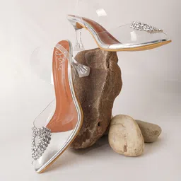JM Looks Embellished Block Heels With Backstrap image 4
