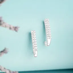 Rubans 925 Sterling Silver Sparkling Modern Minimal Ring Hoop Earrings-15