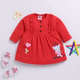 YK X Tinyo Infant Girls Tom & Jerry Printed Ruffled Pure Cotton Fit & Flare Dress-image-19
