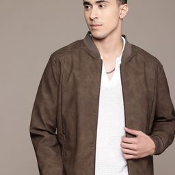 The Roadster Life Co. Mandarin Collar Faux Leather Bomber Jacket-image-57