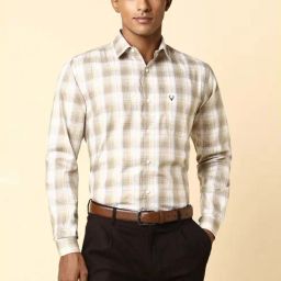 Allen Solly Beige Cotton Slim Fit Checks Shirt-image-87
