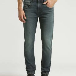 Pepe Jeans Green Tinted Blue Cotton Skinny Jeans-image-46
