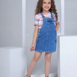 Peppermint Kids Blue Solid Dungaree-picture-6