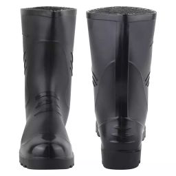 Foot Trends PVC Waterproof Safety Gum Boots Black 254 mm(10 Inch) Height Size-9 UK-picture-3