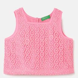 United Colors of Benetton Kids Pink Self Design Top-image-47