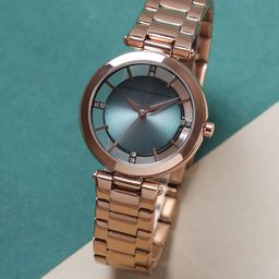 French Connection Women Embellished Dial & Stainless Steel Bracelet Style Straps Analogue Watch FCN095RGM-43