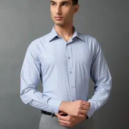 Daniel Hechter Blue Cotton Regular Fit Printed Formal Shirt-image-83