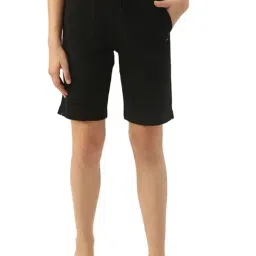 Enamor Jet Black Cotton Bermuda Shorts-picture-30