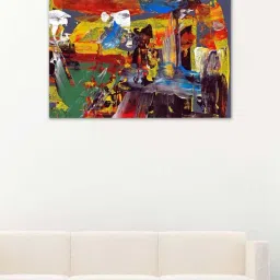 999store Multicolor Modern Mixed Media Abstract Canvas Painting-96