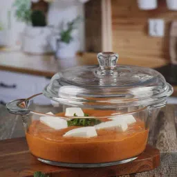 Goodhomes Transparent Glass Serving Bowl With Lid - Set of 1-25