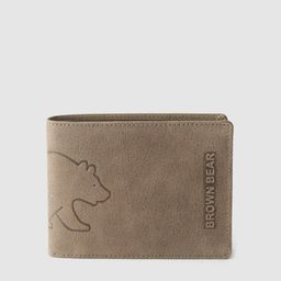 BROWN BEAR Men Beige Bear Self Design Leather Two Fold Wallet-image-67