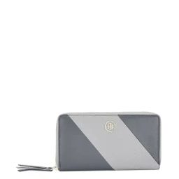 Tommy Hilfiger Kyoto Grey Color Block Zip Around Wallet for Women-image-71