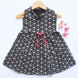 Many Frocks Kids Black Cotton Printed Dress-image-24