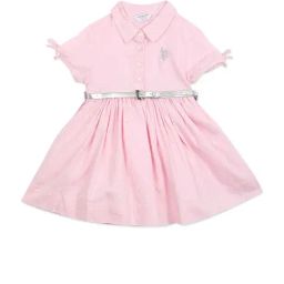 U.S. Polo Assn. Kids Melange Pink Printed Dress with Belt-image-49