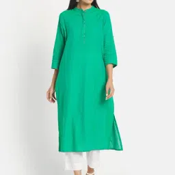 Fabindia Green Cotton Straight Kurta-picture-34