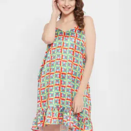 Clovia Multicolored Graphic Print Short Nighty-55