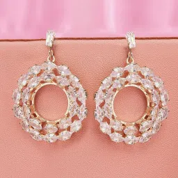 Karatcart Gold Plated Cubic Zirconia Round Dangler Earrings For Women image 1