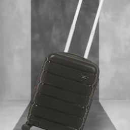 Teakwood Leathers Black 4 Wheels Small Hard Cabin Trolley Bag 37 cm-46