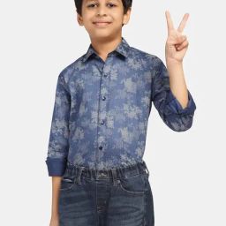 TAHVO Kids Blue Cotton Printed Full Sleeves Shirt-image-67