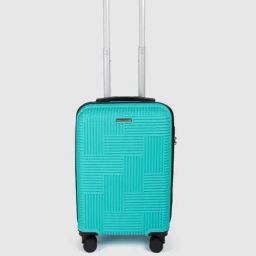 Teakwood Leathers Aqua Green 4 Wheels Small Hard Cabin Trolley Bag 37 cm-35