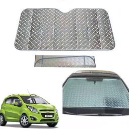 Auto Pearl F28 Dashboard Sun Shade Cover with Suction Cup for Chevrolet Beat (Grey)-47