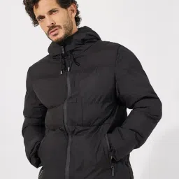 Styli Black Regular Fit Quilted Puffer Jacket-image-84