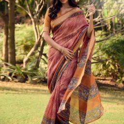 Satrani Multi Cotton Silk Printed Saree With Unstitched Blouse-image-27