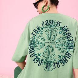 Stormborn Women Printed Pure Cotton Oversized Drop-Shoulder T-shirt-image-44