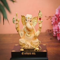 Craftlayout Statue Gold-Plated And Red Lord Ganesha Religious Idol Showpiece-3