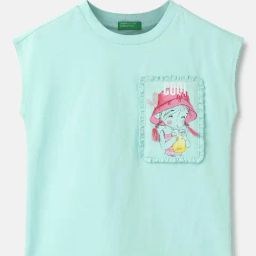 United Colors of Benetton Kids Blue Cotton Tshirt-image-93