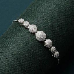 Zeneme Rhodium Plated Silver American Diamond Studded Adjustable Link Bracelet-44