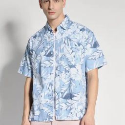 American Eagle Blue Cotton Relaxed Fit Printed Shirt-image-29