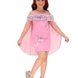Cutecumber Girls Pink Self Dress-picture-2