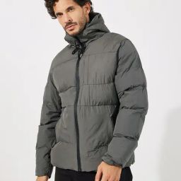 Styli Grey Regular Fit Quilted Puffer Jacket-picture-32