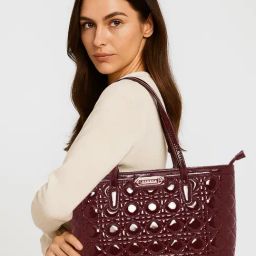 Esbeda Maroon Quilted Medium Tote-19